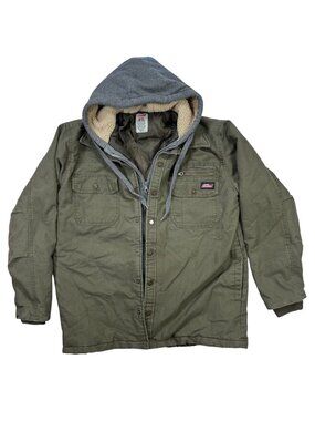 Dickies 38-40 Men Sherpa Hooded Coat Green Work Outdoors